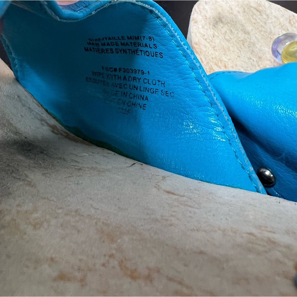 Bubblegum sandals vintage 80s 90s blue studded wedge heeled slides blue y2k - Picture 8 of 10